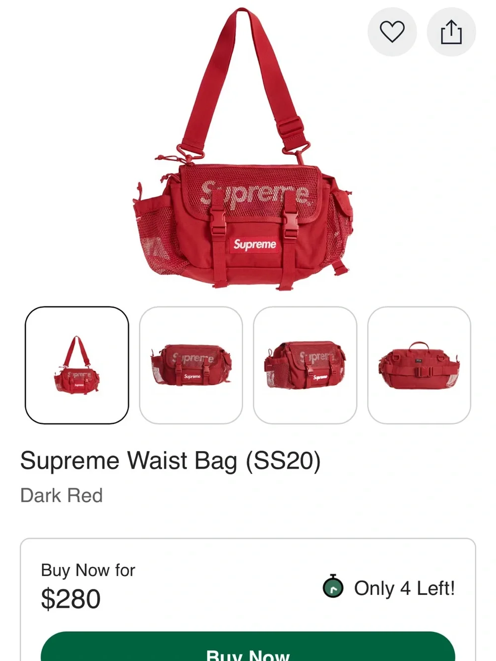 Supreme Red Mesh Waist Bag with White Logo - Picture 8 of 8